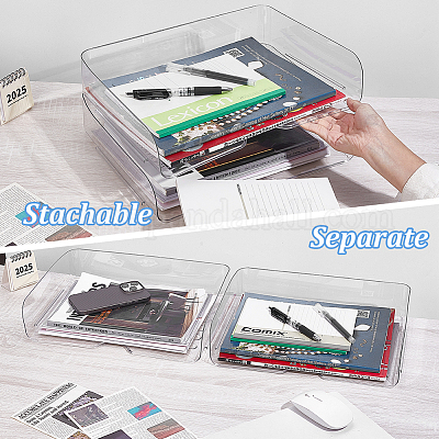 Boîte de rangement de bureau en plastique transparent&nbsp;AJEW-WH0455-281-1