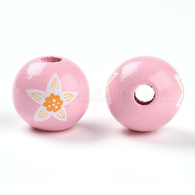 Perles de bois imprimées sur le thème de Pâques&nbsp;WOOD-T032-22U-1