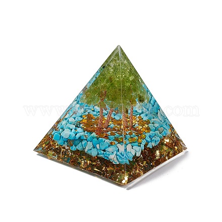 Decoraciones de exhibición de resina de pirámide de orgonita DJEW-I017-01C-1