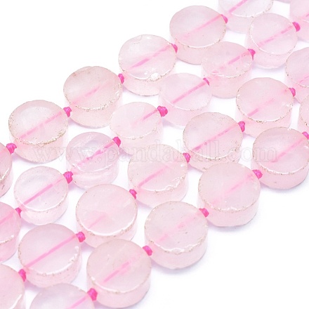 Granos naturales de abalorios de cuarzo rosa G-E530-11F-1