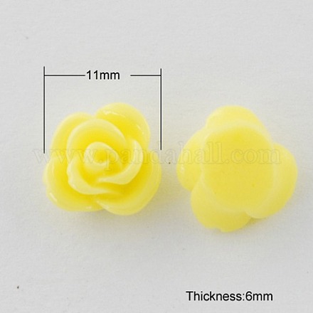 Flower Yellow Tone Resin Cabochons X-CRES-B3409-A14-1