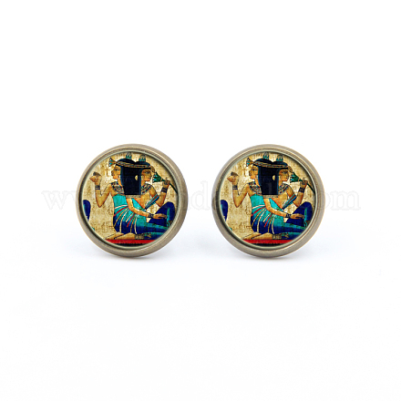 Picture Picture Glass Stud Earrings EJEW-O088-112-1