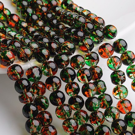 Two Tone Spray Painted Transparent Glass Bead Strands DGLA-R027-8mm-03-1
