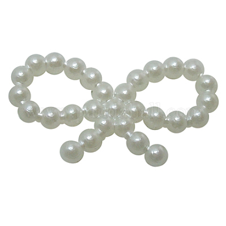 White Imitation Pearl Acrylic Cabochons Bowknot Hair Clips Findings X-OACR-H003-1