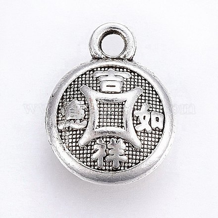 Feng Shui Tibetan Style Alloy Chinese Symbol Charms PALLOY-ZN64112-AS-RS-1