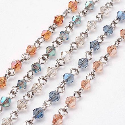 Handmade Electroplate Glass Beads Chains AJEW-JB00285-1
