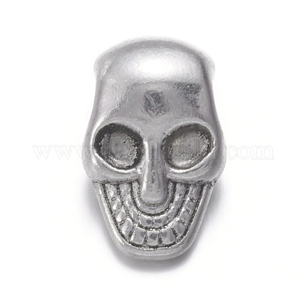 Antike silberfarbene Halloween-Totenkopf-Perlen aus tibetischer Silberlegierung X-AB-0922-1