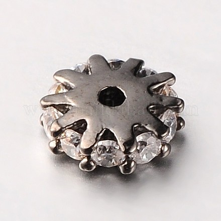 Brass Micro Pave Cubic Zirconia Spacer Beads ZIRC-M037-01B-RS-1