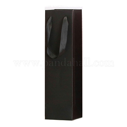 Nbeads32pcs紙ラッピングバッグ  ハンドル付き  赤ワイン包装袋用  ブラック  9.5x9x35cm  32pc CARB-NB0001-03-1