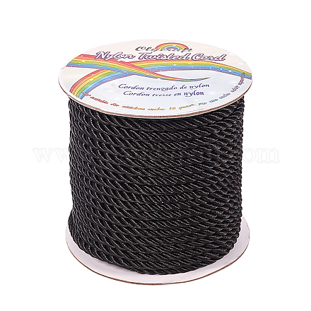 Wholesale OLYCRAFT 27M Twisted Nylon Cord Rope 3-Ply Black Twisted Cord  Trim for Home Decor 