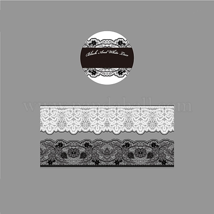Black and White PET Lace Decorative Adhesive Tapes DARK-PW0001-016B-1