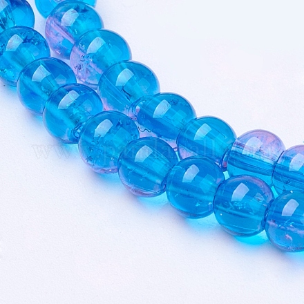 1 Strand Two Tone Transparent Crackle Glass Round Beads Strands X-CCG-Q001-4mm-19-1