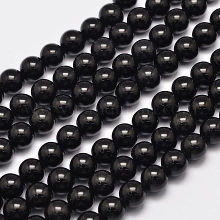 Brins de perles d'obsidienne naturelle sans yeux G-K123-06-6mm-1