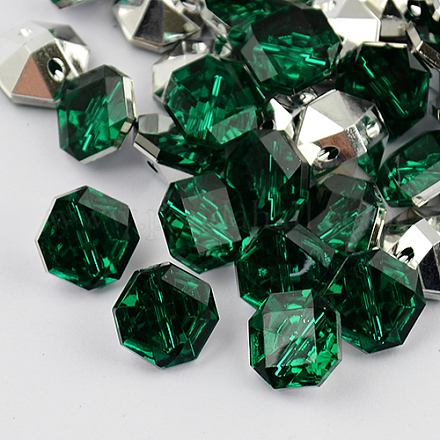 2-Hoyo botones de octágono de acrílico Diamante de imitación de Taiwán BUTT-F016-11.5mm-06-1