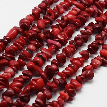 Natural Red Coral Bead Strands G-F328-27-1