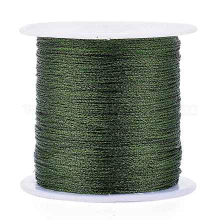 ポリエステル編組メタリック糸  DIYの編みこみのブレスレット作りと刺繡のために  ダークオリーブグリーン  0.4mm  6プライ  約54.68ヤード（50m）/ロール OCOR-I007-B-16-1