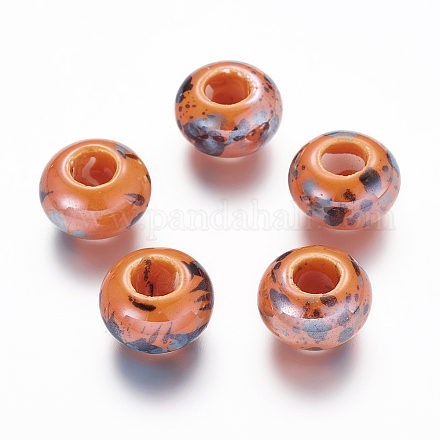 Perles de rondelle de porcelaine à la main X-PORC-Q209-15mm-9-1