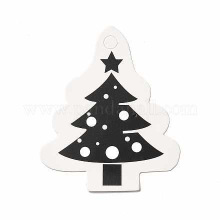 クリスマステーマのペーパーイヤリングディスプレイカード、吊り下げ穴付き  ツリー  7.35x6.15x0.05cm  穴：1.5mm EDIS-E011-02C-1