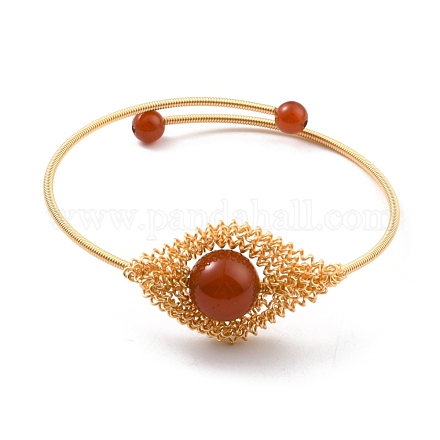 Losange avec bracelet manchette en agate rouge naturelle BJEW-A122-01-1