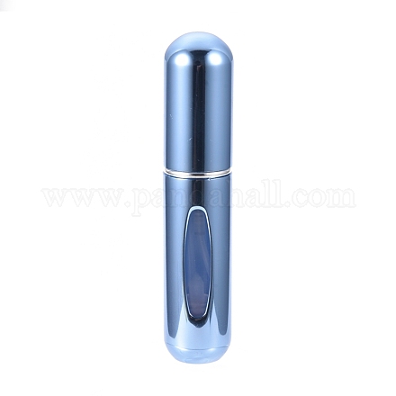 ポータブルミニスプレーボトル  アルミアトマイザーシェル  プラスチック製の内部コンテナ  詰め替え可能なアトマイザー香水瓶  旅行用  コラム  空色  80.8x17mm  容量：5ml（0.17液量オンス） MRMJ-K001-A17-1
