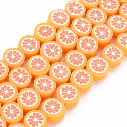 手作り樹脂粘土ビーズ連売り  レモンスライス  オレンジ  8~10x3.5~4.5mm  穴：1.6mm  約38~40個/連  13.98インチ〜15.55インチ（35.5~38cm） CLAY-R069-01L-B05-1