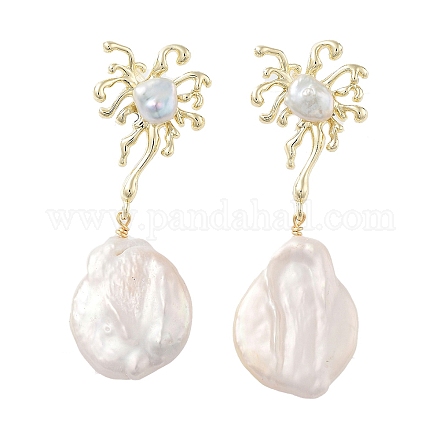 Pendientes de perlas naturales EJEW-P256-19G-1