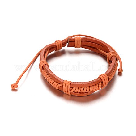 Bracelets réglables de cordon en cuir BJEW-M169-12B-1