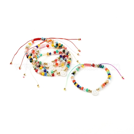 Гальванические браслеты из плетеных бусин из стекла для детей BJEW-JB06361-1