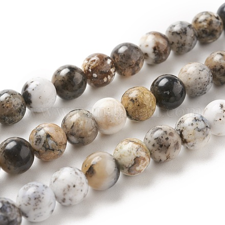 Fili di perle opaline dendritiche naturali G-I297-A01-6mm-1
