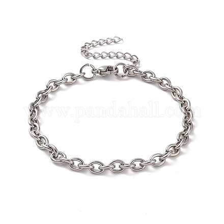 304 pulsera de cadena de cable de acero inoxidable para hombres y mujeres BJEW-E031-01P-07-1