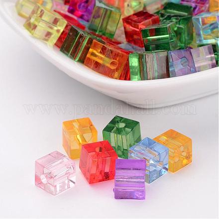 Mixed Color Transparent Acrylic Cube Beads X-PL787Y-1