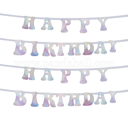 Hobbiesay 2 juegos de guirnaldas de feliz cumpleaños con palabras de papel láser AJEW-HY0001-21-1