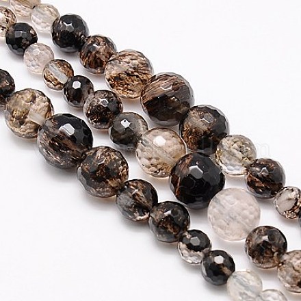 Chapelets de perles de quartz fumées naturelles G-G548-14-1
