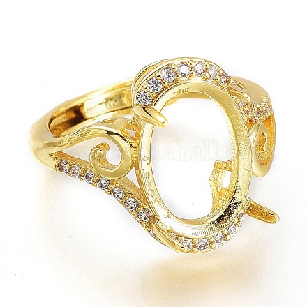 Adjustable Brass Micro Pave Clear Cubic Zirconia Finger Ring Components ZIRC-I049-10G-1