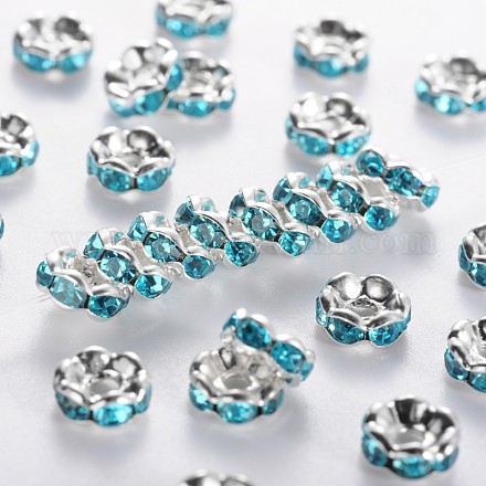 Abalorios de latón Diamante de imitación espaciador RSB028NF-13-1