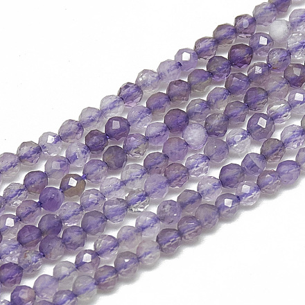 Chapelets de perles en améthyste naturelle G-S300-34-2mm-1
