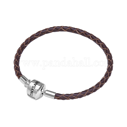 Tinysand rhodié 925 fabrication de bracelet en cuir tressé en argent sterling TS-B-129-18-1