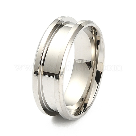 201 Stainless Steel Grooved Finger Ring Settings X-MAK-WH0007-16P-1