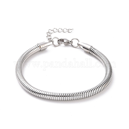 304 pulsera de cadenas de serpiente redondas de acero inoxidable para hombres y mujeres BJEW-P274-01D-1