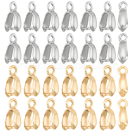 BENECREAT 40Pcs 2 Style Real Gold Plated Pinch Clip Bail Clasp KK-BC0009-86-1