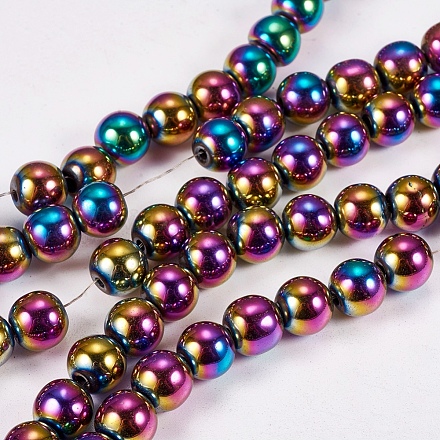 Electroplate Non-magnetic Synthetic Hematite Beads Strands X-G-J169A-8mm-05-1