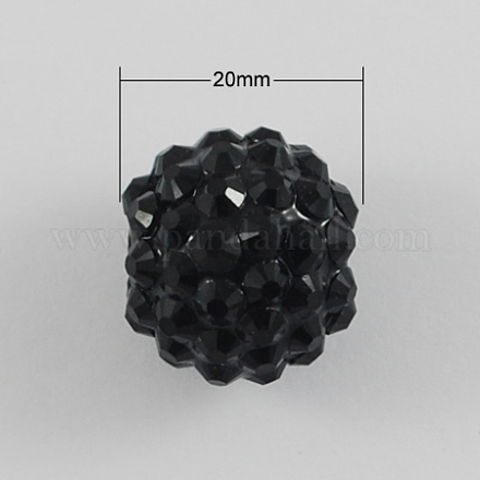 Perles de boule en gypse avec strass en résine RESI-S258-20mm-SS4-1