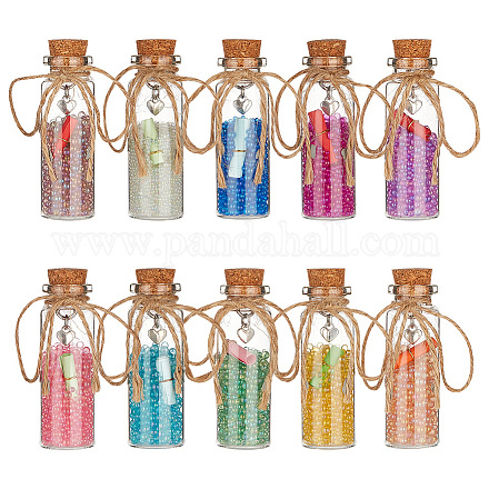 Bottiglia dei desideri in vetro di sughero per decorazione pendente AJEW-AB00090-1