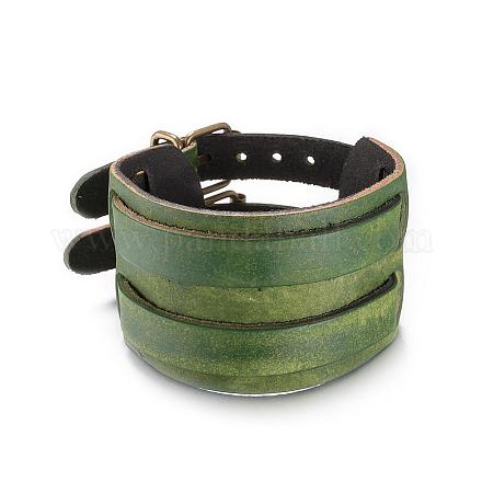 Rétro large bande bracelets cordon en cuir unisexe BJEW-BB16045-B-1