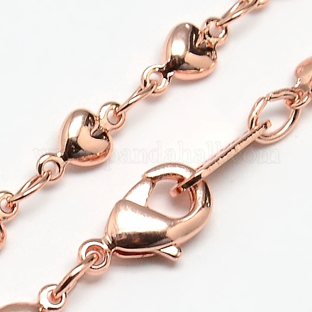 Brass Heart Link Chain Necklaces MAK-P003-43RG-1