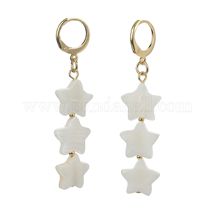 Natural Sea Shell Tassel Dangle Earring EJEW-TA00281-02-1