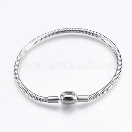 304 fabricación de pulseras de cadenas de serpiente redondas de estilo europeo de acero inoxidable STAS-I097-005A-P-1