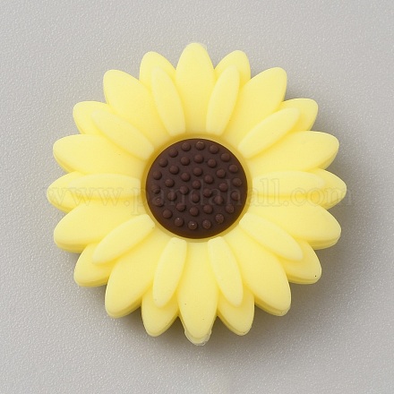 Gänseblümchen-Silikonperlen&nbsp;SIL-WH0001-60B-01-1