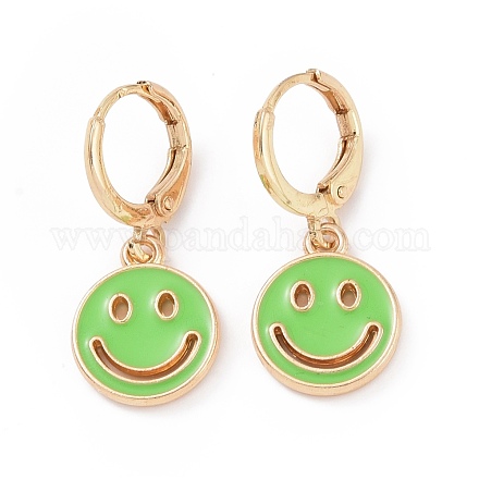 Эмалированные серьги-кольца с полым улыбающимся лицом для женщин EJEW-G304-01KCG-06-1