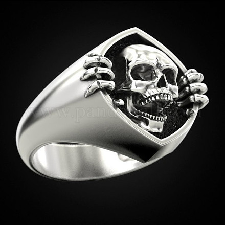 Alloy Skull Finger Rings X-SKUL-PW0002-039D-P-1